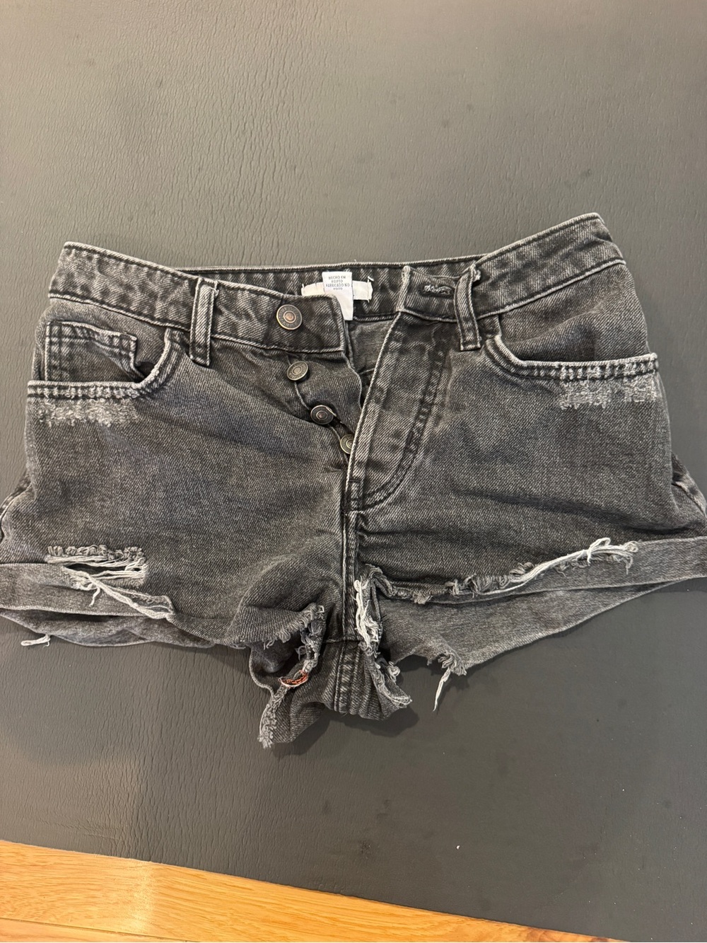 Forever 21 Black Washed Distressed High-Rise Jean Shorts